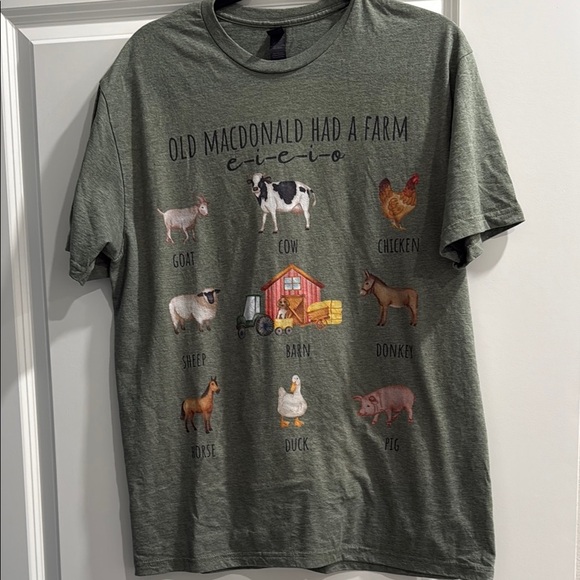 Green Old MacDonald Farm T-Shirt sz l - Picture 1 of 1